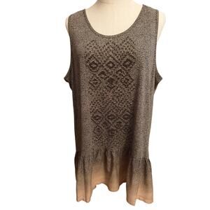 LOGO Lavish Beaded Sleeveless Peplum Top Size XL